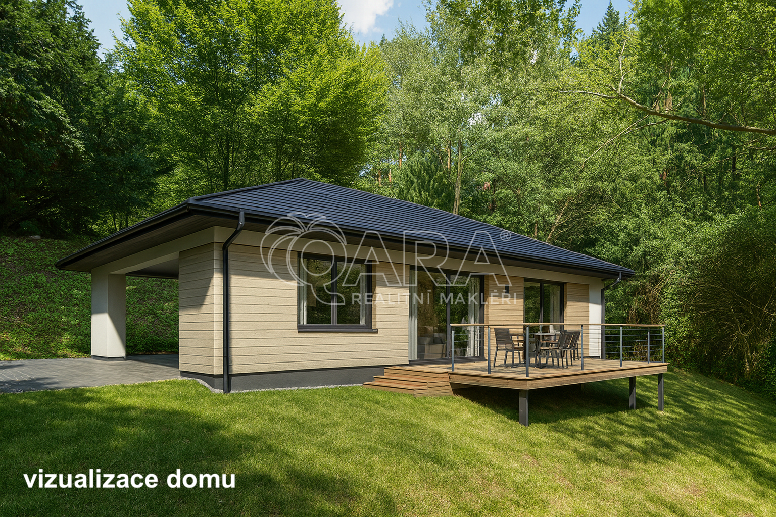 Pozemek ke stavbě rodinného domu o velikosti 845m2 s výhledem do lesa v pěší vzdálenosti od vlaku